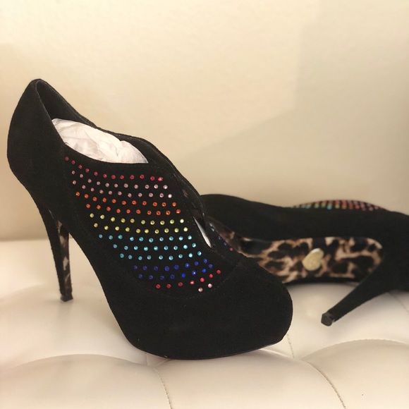 Betsey Johnson Shoes - Betsy Johnson rainbow rhinestone booties